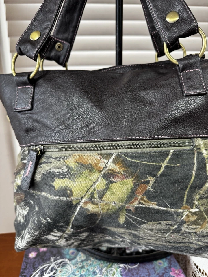 MOSSY OAK 100% 棉和皮革迷彩大号手提包,状况非常好 A++++ — 第 4/4 张图片