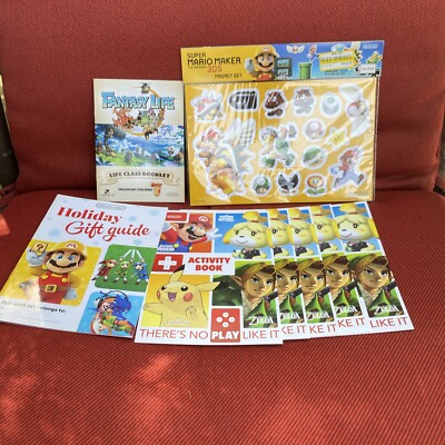 Lot of Nintendo Holiday Gift Guide, Activity Book X5, Super Mario Maker Magnet