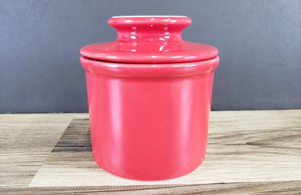 BUTTER BELL CROCK Red Ceramic 4.25" TALL - Image 3 of 4