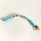 Vintage Bead Baby ID Bracelet white Milk Glass Blue letters SHIREY name hospital