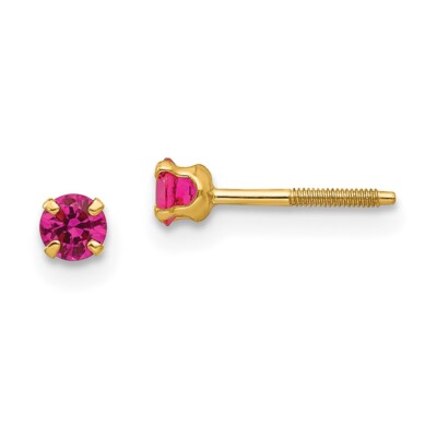 Ohrstecker 14 Karat Gelbgold 3 mm Rubinimitat Geburtsstein (Jul)