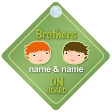 Brothers On Board Personalised Child/Baby Car Sign