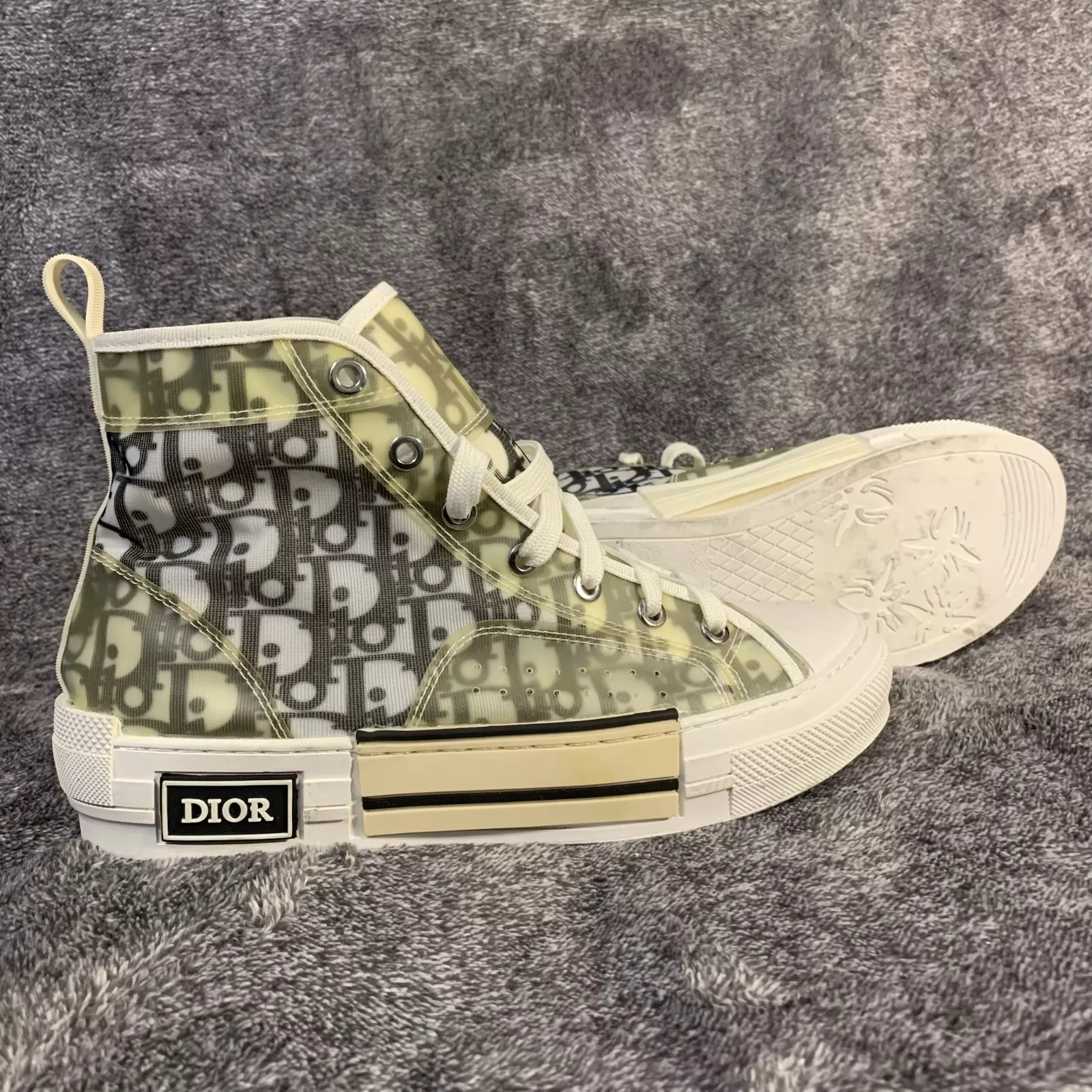 Baskets montantes Christian Dior B23 obliques homme 10 US toile enduite