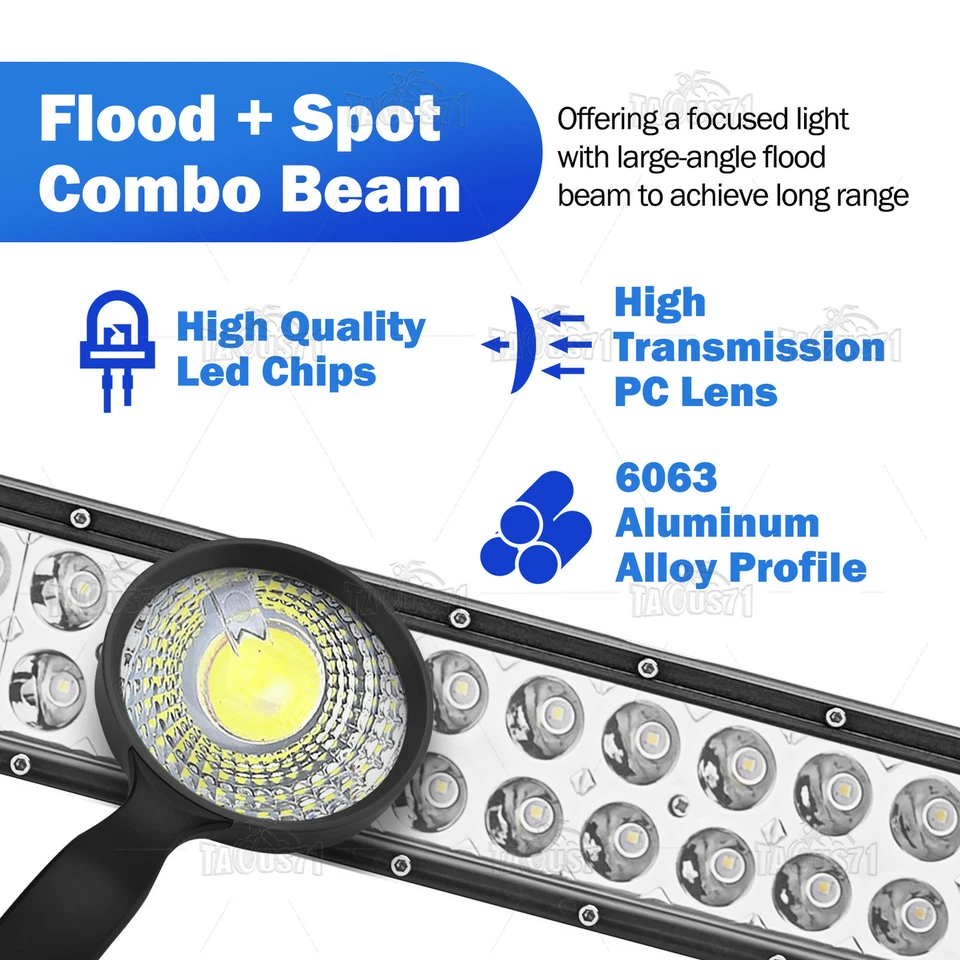 For 1966-1996 Ford Bronco / F150 - 288W 50'' LED Light Bar + Roof Mount + Wire - Изображение 3 из 4