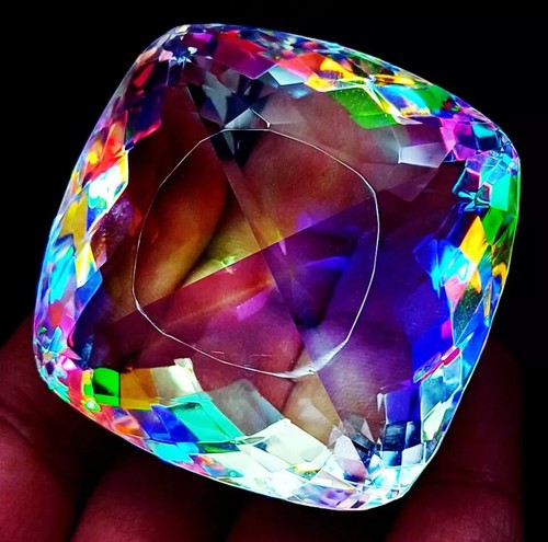Mystic Quartz Transparent Emerald Shape Loose Gemstone 58.90 Ct Certified - Picture 7 of 9