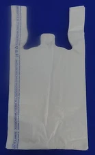 White Plastic T-Shirt Bags 1/10 Retail Shopping Bag Handles 8" x 3.5" x 15"