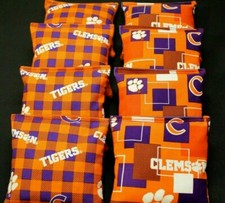 CLEMSON University Tigers CORNHOLE BEAN BAGS 8 ACA Regulation baggo