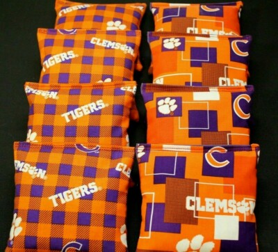 CLEMSON University Tigers CORNHOLE BEAN BAGS 8 ACA Regulation baggo