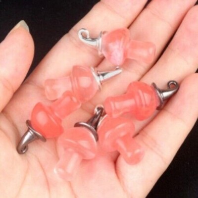 100pcs Cherry Quartz Stone Pendant Mushroom Magic Hat Chakra Reiki Healing
