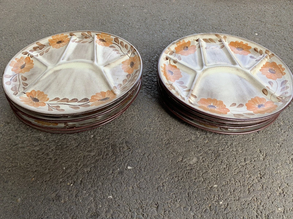 Lot 8 assiettes à 6 compartiments en céramique émaillée - vintage - Photo 3/4