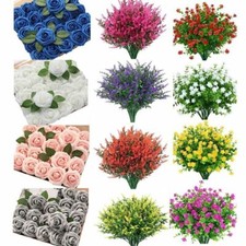Artificial Flowers Fake Plants Decor Bundles Vine Hanging Outdoor Home Garden