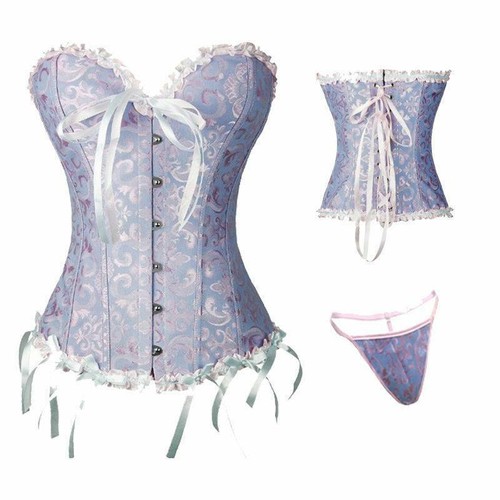 Taillentrainer Stahl entbeint sexy Schnürung Bustier Shapewear Korsett Top & G-String - Bild 9 von 27