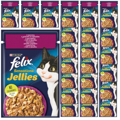 Felix Sensations Jellies Katzenfutter Mit Ente In Gelee Mit Spinat 26x85g