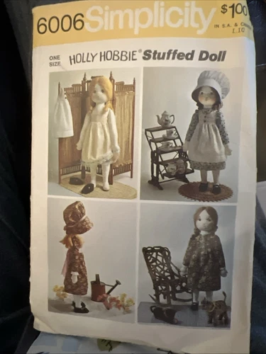 VTG 73 Simplicity 6006 Holly Hobbie Soft Sculpture 18-20" Doll & Clothes Intact