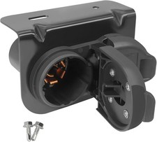 Premium 7 and 4 Pin Trailer Connector, 7 Blade Round Trailer Socket and 4 Way Fl