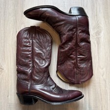 Vintage Dan Post 16773 Burgundy Leather Cowbo...