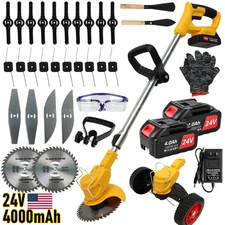 Electric Cordless Grass String Trimmer Lawn Edger Weed Wacker Cutter 2 Batteries