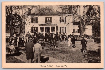 K36/ Keswick Virginia Postcard c1920 Home Clover Fields Crowd Horses 364