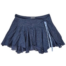 Vintage Abercrombie  Fitch Blue Wool Silk Blend Ruffle Mini Skirt M 2000s Y2K