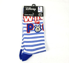 Disney Winnie The Pooh Adult Size 9-13 Blue Graphic Novelty Crew Socks 1 Pack