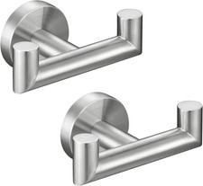 Towel Hook Brushed Nickel 2 PCS, SUS304 Stainless Steel Double Robe Hook, Bathro