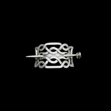 Rectangular Weave Stick Barrette with Coordinated Hair Slide - Antique Silver
