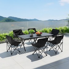 Foldable Camping Table and Chair Set Roll-up Picnic Table Chair Moon & Carry Bag
