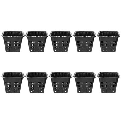 10-Pack 5.5 Inch Square Root-Control Pots   Thickened Plastic Slotted Net Pot...