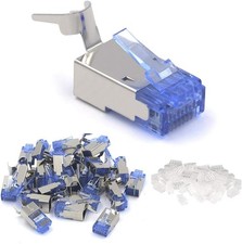 VCE (Gen 1 25 PACK Cat7 Shielded RJ45 Connector Cat6A Modular Plug Blue