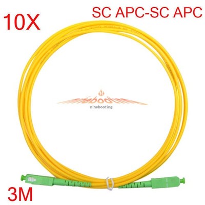 10PCS SC/APC 3M SC/APC 3.0mm Jumper Simplex Mode Fiber Optic Patch Cord Cable