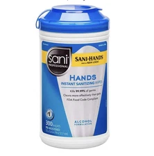 Sani Professional P92084EA Hands Instant Sanitizing Wipes - White New