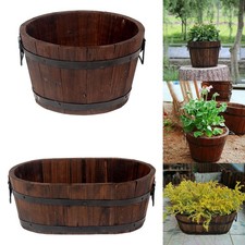 Fioriera a botte, fioriera in legno con foro di drenaggio, vaso per piante,