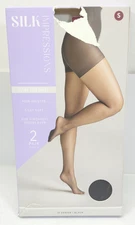 Silk Impressions Pantyhose 2 Pack Small Black 15 Denier Ultra Fine Sheer