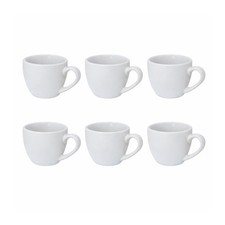 Porcelain Espresso Cups Set of 6 Solid White Coffee Tea Mug Contemporary 70ml