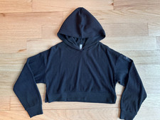 Alo Yoga Muse Hoodie Womens Small Cropped Ribbed Pullover Sweatshirt