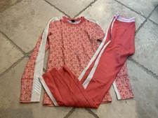 Helly Hansen Jr HH Warm Base Layer Set Sz 14 Orange Girls Merino Blend 2 pc