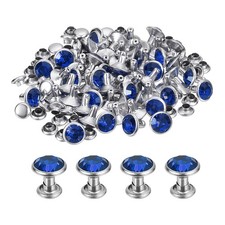 60 Set Rhinestone Rivets 8mm Crystal Rivets Leather Rivets Dark Blue