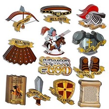 36 Pcs Armor of God Cutouts for Kids Christian Bulletin Board for Sunday