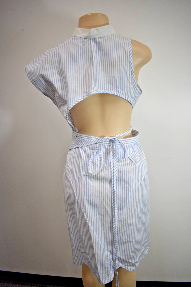 Vestido de Cóctel Alexander Wang Azul/Blanco Algodón Rayas TALLA 6 EE. UU. En Oferta mn Foto 3 de 4