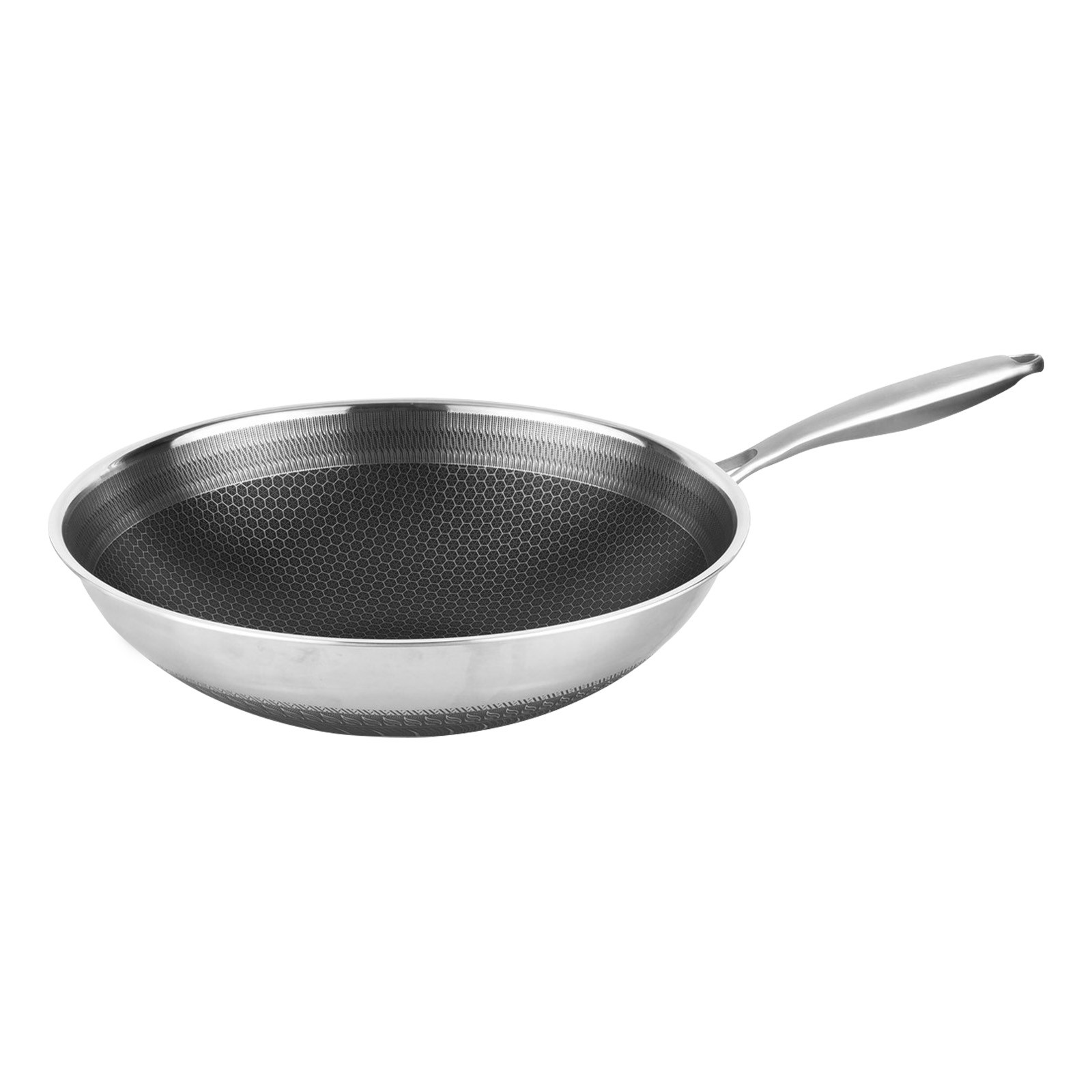 Wok inox 32 cm Cheffinger avec revêtement alvéolé antiadhésif