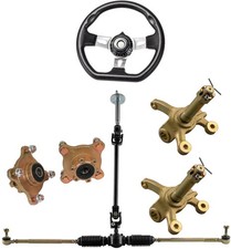 Go kart Front Steering Wheel Gear Rack Pinion Tie Rod Ends 4 Stud Spindle Hub US