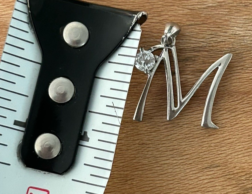 Solid 925 Sterling Silver CZ Initial Letter “M” P… - image 2