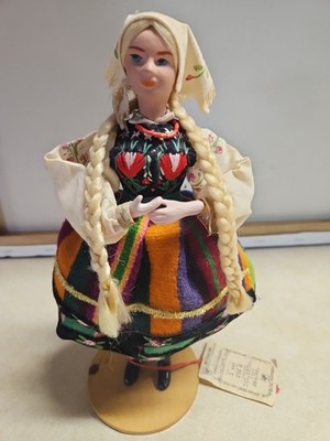 Vintage Ethnic Doll in the Folk Costume of Poland ? Handmade 7.5''  Bendable Arms