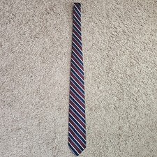 Robert Talbott Silk Tie Burgundy Navy Strip Hand Sewn W.W. Mark 55.5x3