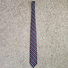 Robert Talbott Silk Tie Burgundy Navy Strip Hand Sewn W.W. Mark 55.5x3