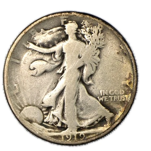 1919-P Philadelphia Walking Liberty Silver Half 50c Very Good VG+