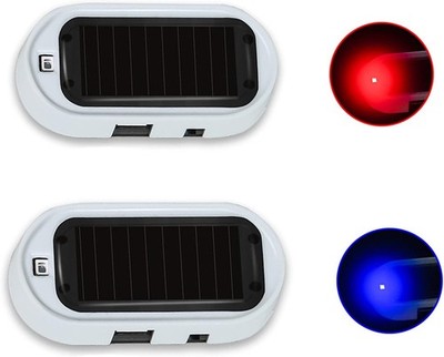 2PCS Solar Power Fake Car Alarm LED Light, Simulated Dummy Warnin Color: White