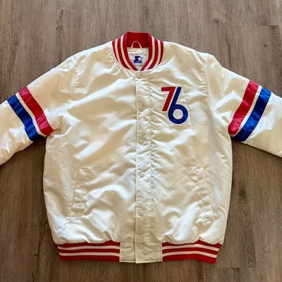 Rare Retro Style Starter Philadelphia 76ers Sixers White Satin