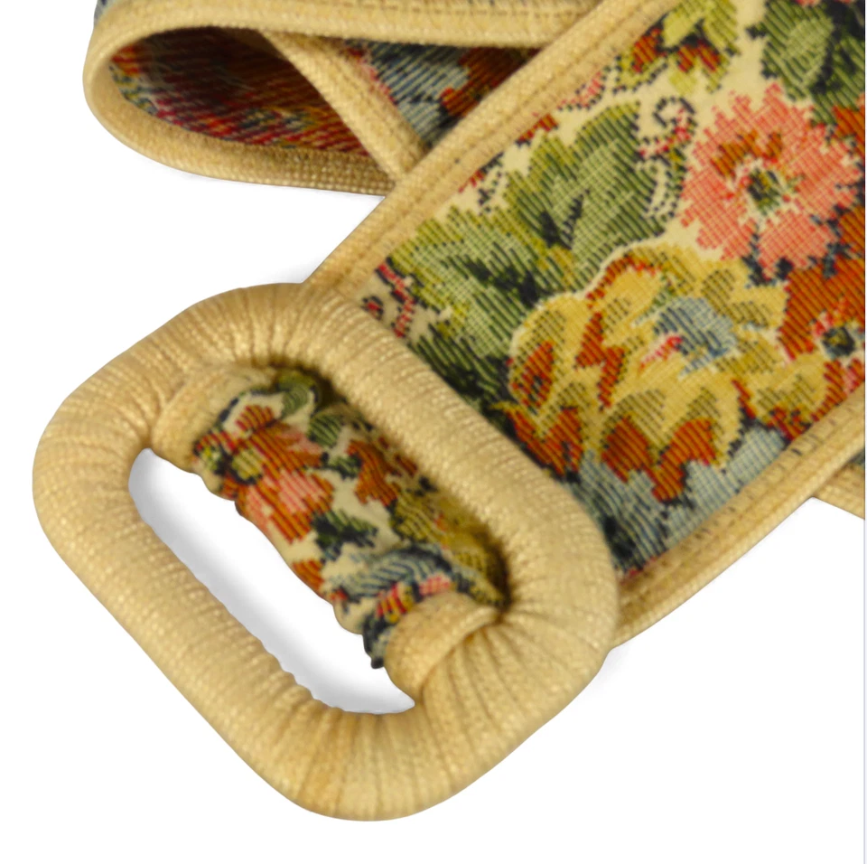 VTG TAPESTRY FLORAL BELT Embroidered Jacquard Style COTTAGE GRANNY Prairie S/M - Image 2 of 4