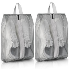 jwtyu 2 Piece Shoe Bags for Travel Grey Shoe Bag Waterproof TPU Mesh Shoe Travel
